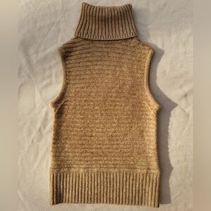 Vintage Moda International Chunky Camel Sleeveless Turtleneck 90s Classic